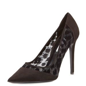 Diane Von Furstenberg Leopard Print Suede, Velvet and Mesh Heels